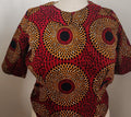 Peter Pan Collar Print Blouse with Open Detailed Back