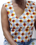 Sleeveless Print V-Neck Blouse