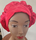 Red Ruffled Silk Hair Bonnet